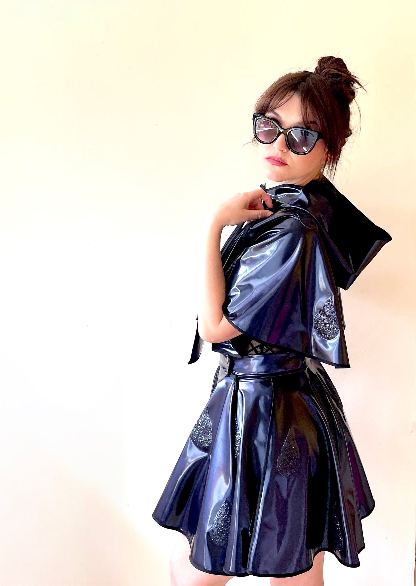 TWO PIECE: Navy Oil slick PVC