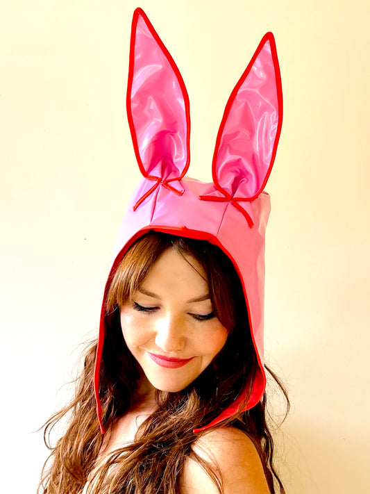 ANIMORPH Bunny Hood: pink/red; waterproof