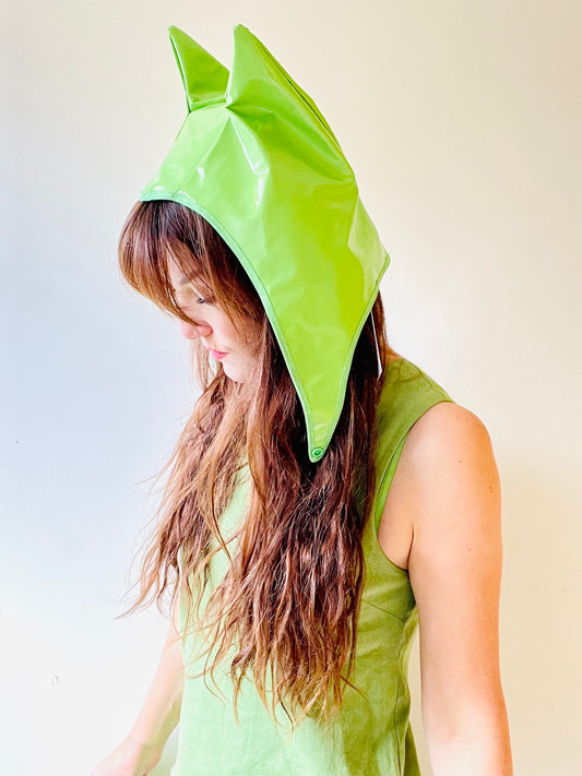 ANIMORPH Hood: Lime green/ lime chevron print (reversible; waterproof)