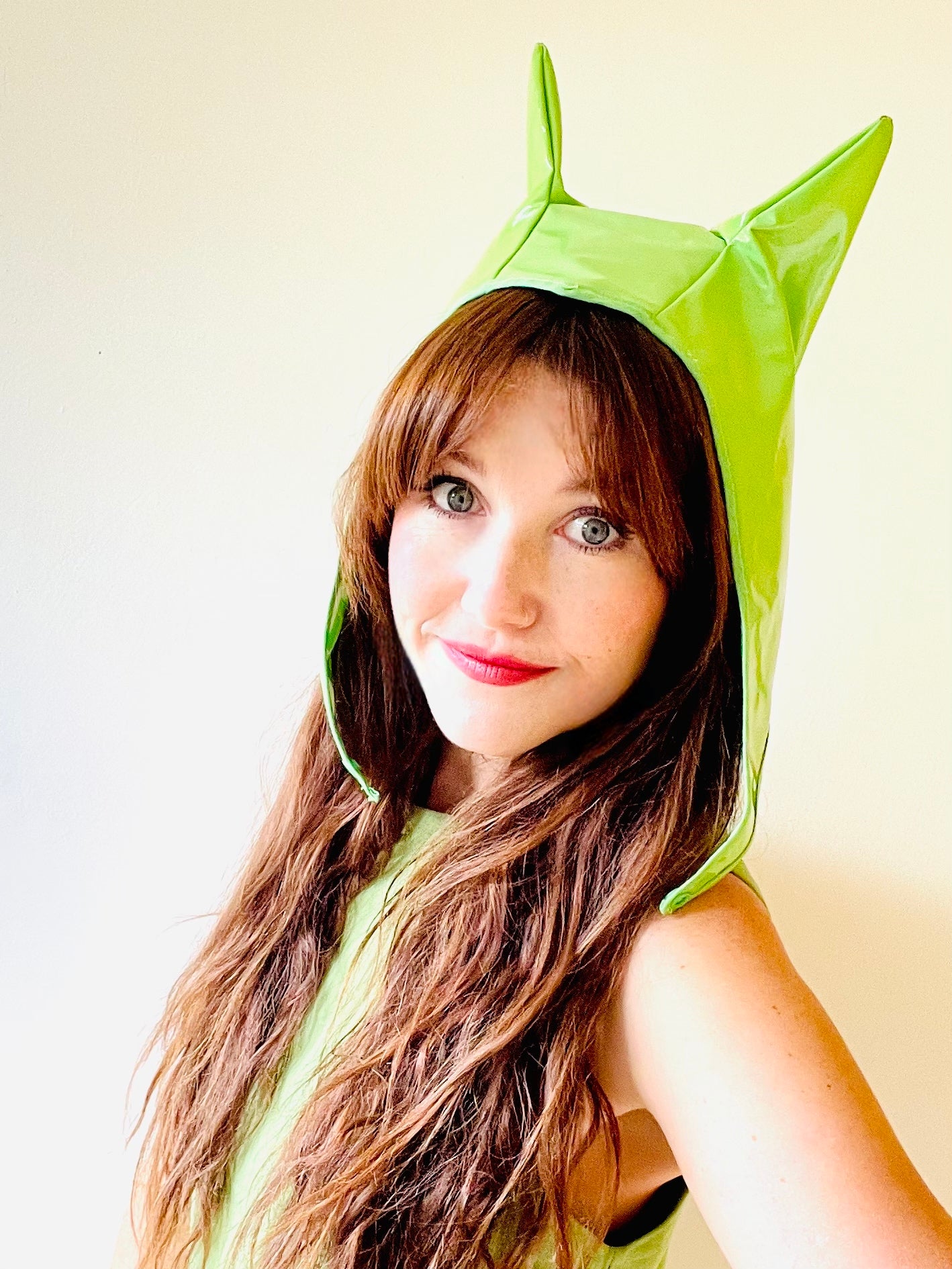 ANIMORPH Hood: Lime green/ lime chevron print (reversible; waterproof)