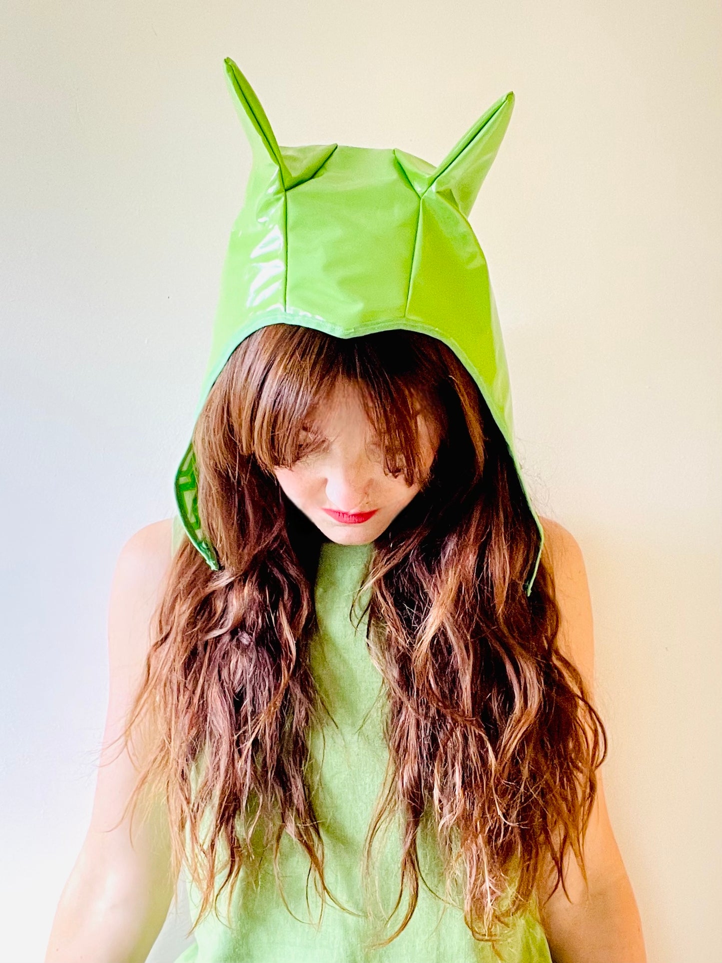 ANIMORPH Hood: Lime green/ lime chevron print (reversible; waterproof)