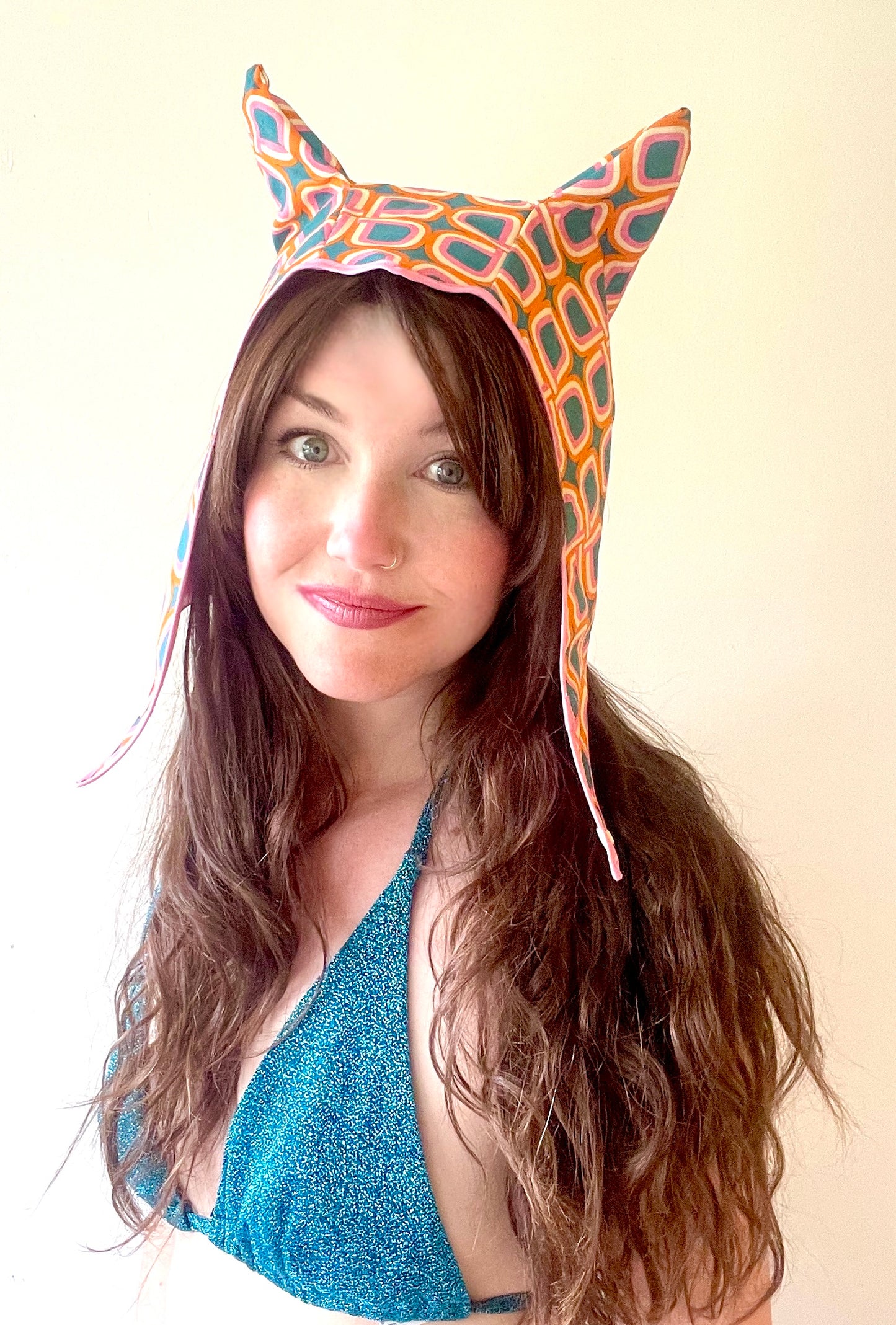 ANIMORPH Hood: Pink & 60s print (reversible; waterproof)