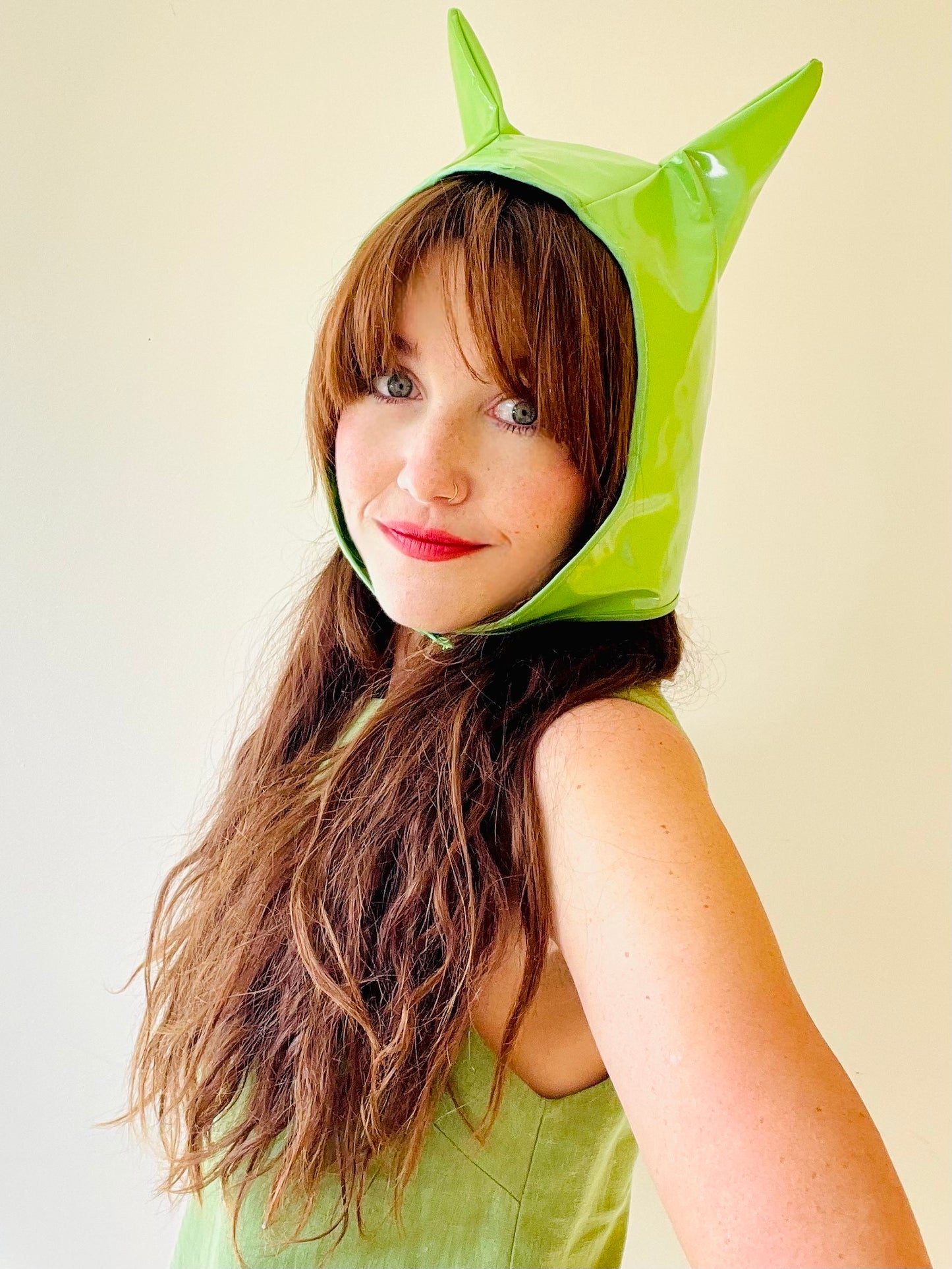 ANIMORPH Hood: Lime green/ lime chevron print (reversible; waterproof)