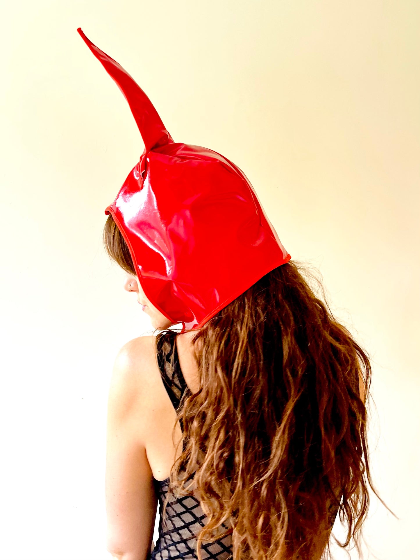 ANIMORPH Bunny Hood: Red/monochrome harlequin lining; waterproof