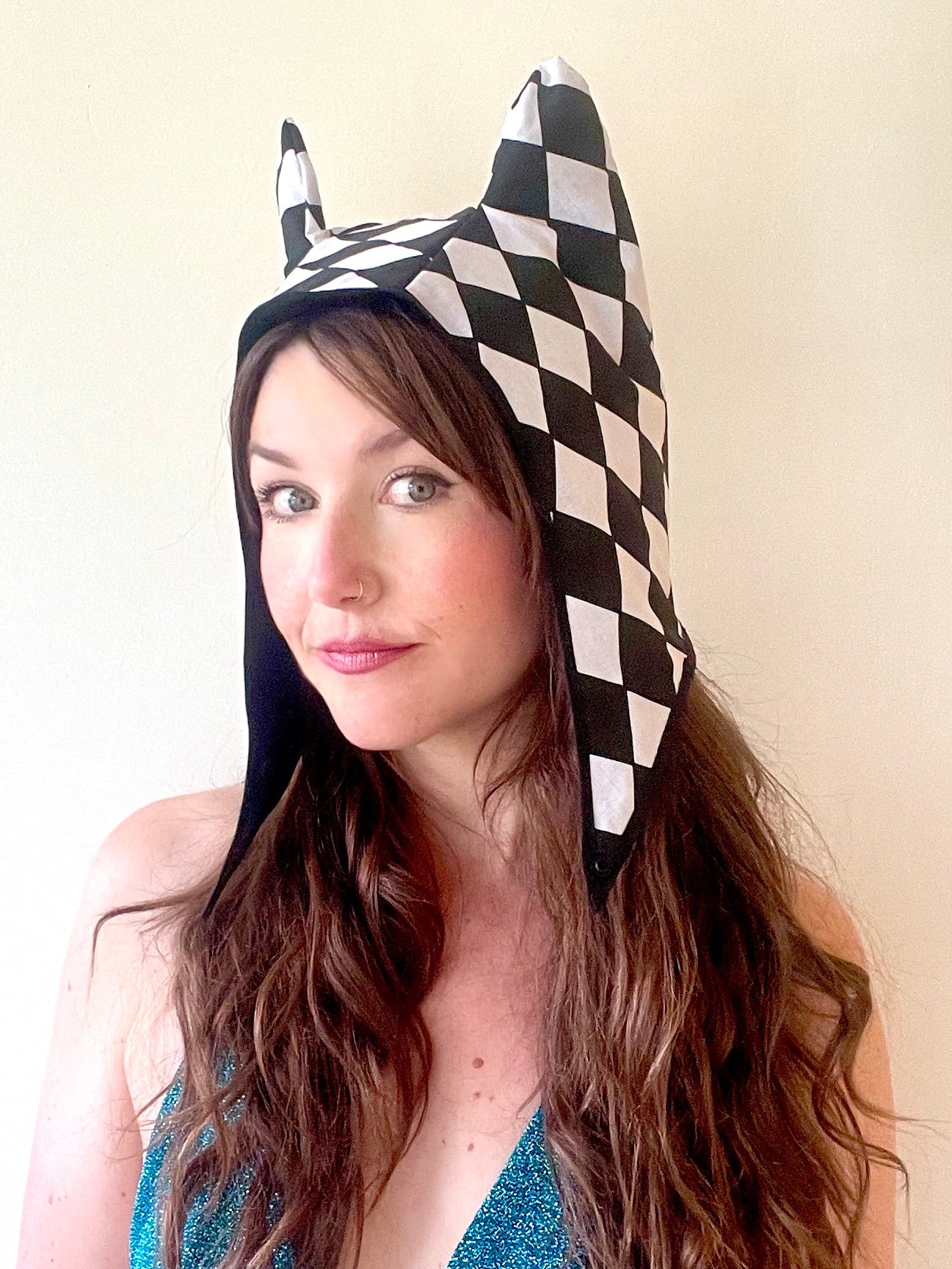 ANIMORPH Hood: Black & Harlequin (reversible; waterproof)