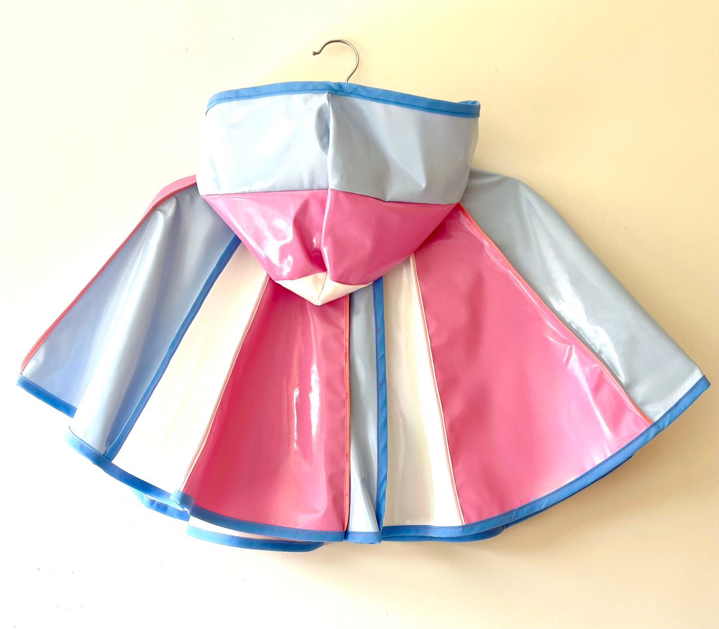Blue, pink and white CYCLONE cape