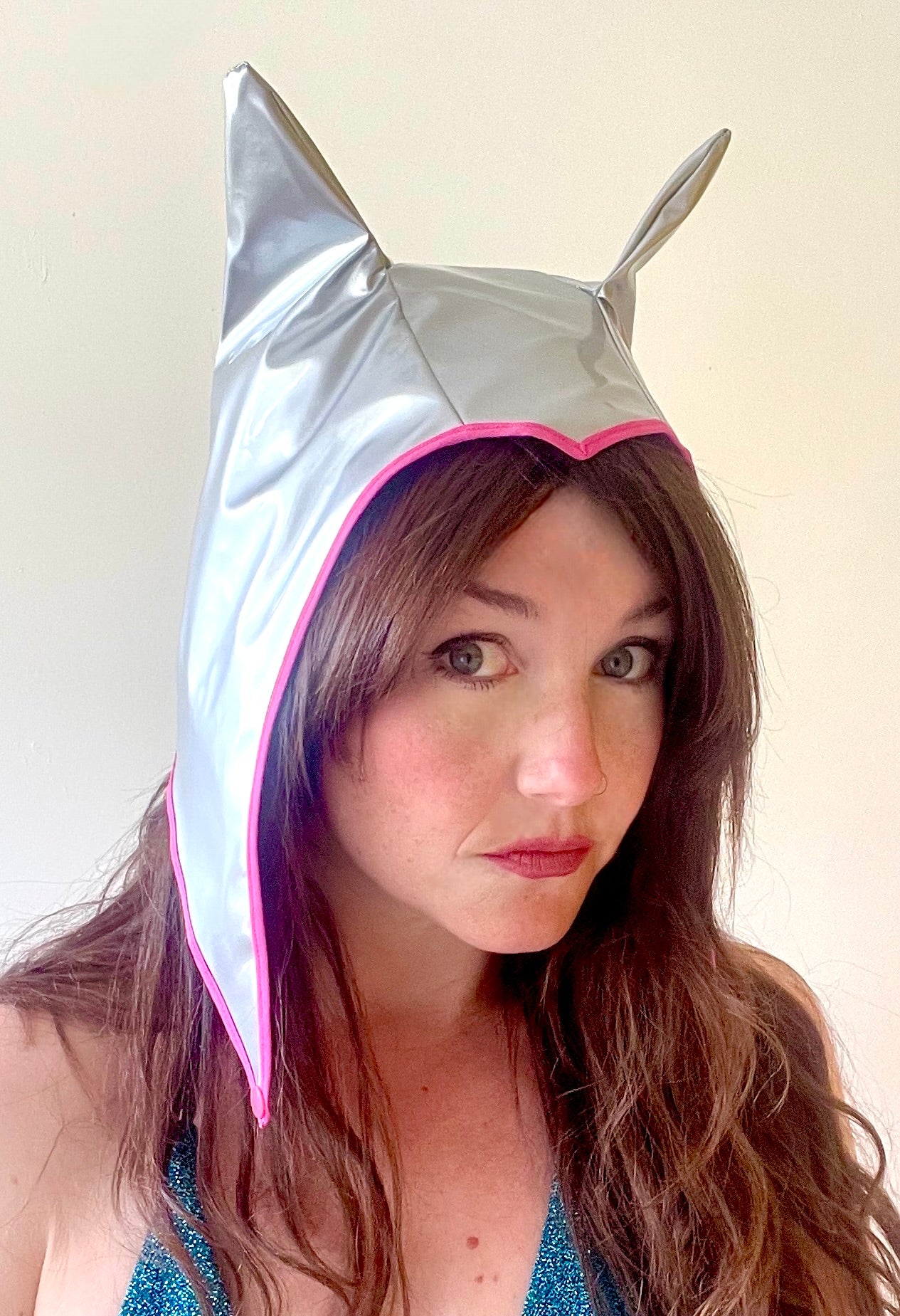 ANIMORPH Hood: Neon Pink & Silver (reversible; waterproof)