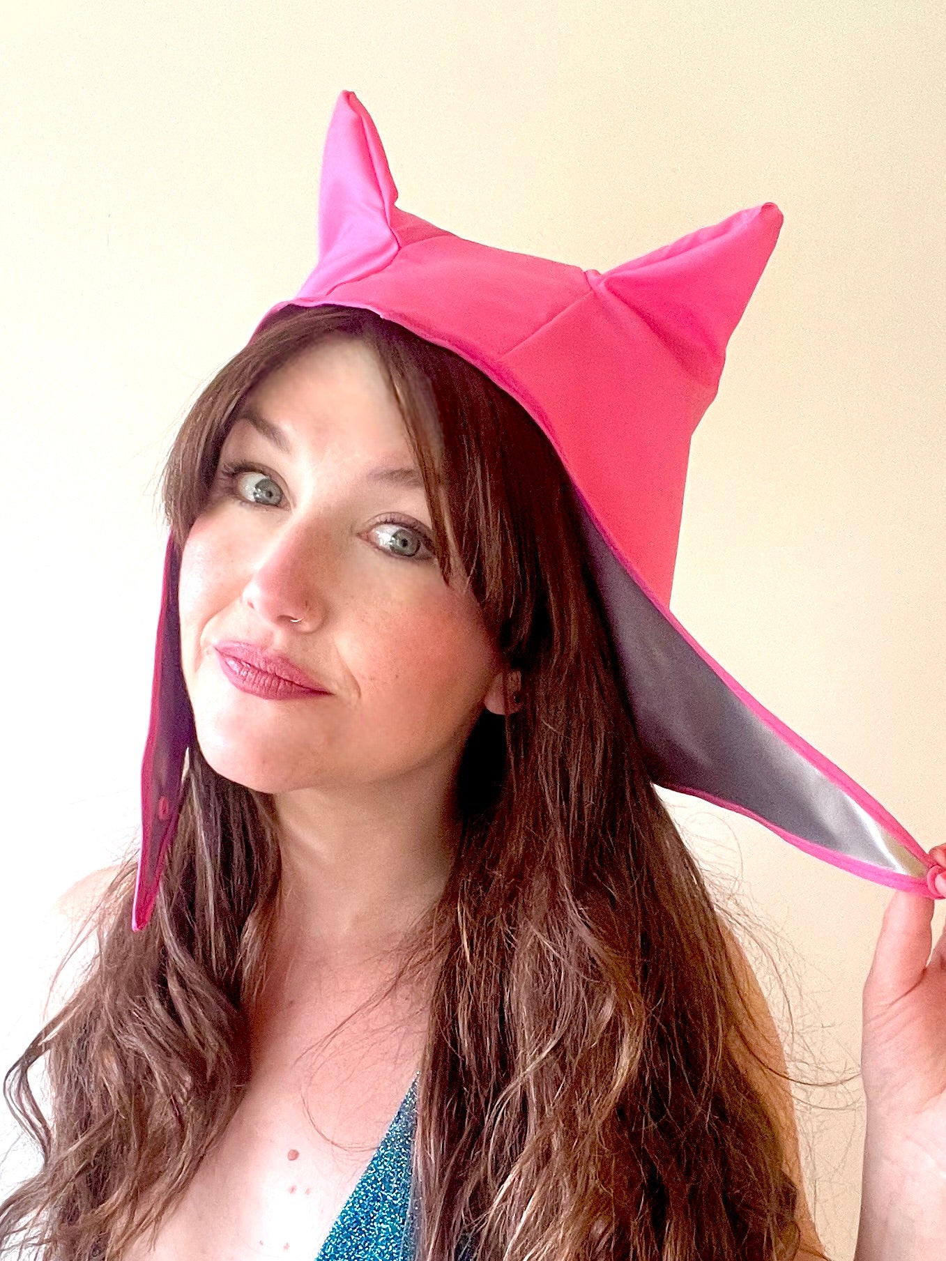 ANIMORPH Hood: Neon Pink & Silver (reversible; waterproof)