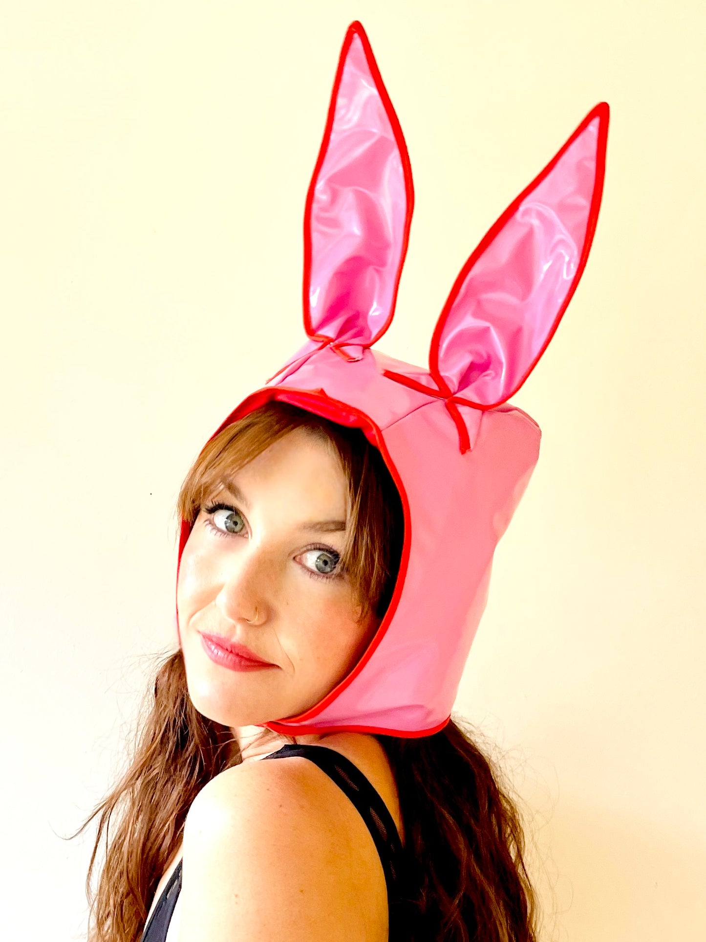 ANIMORPH Bunny Hood: pink/red; waterproof