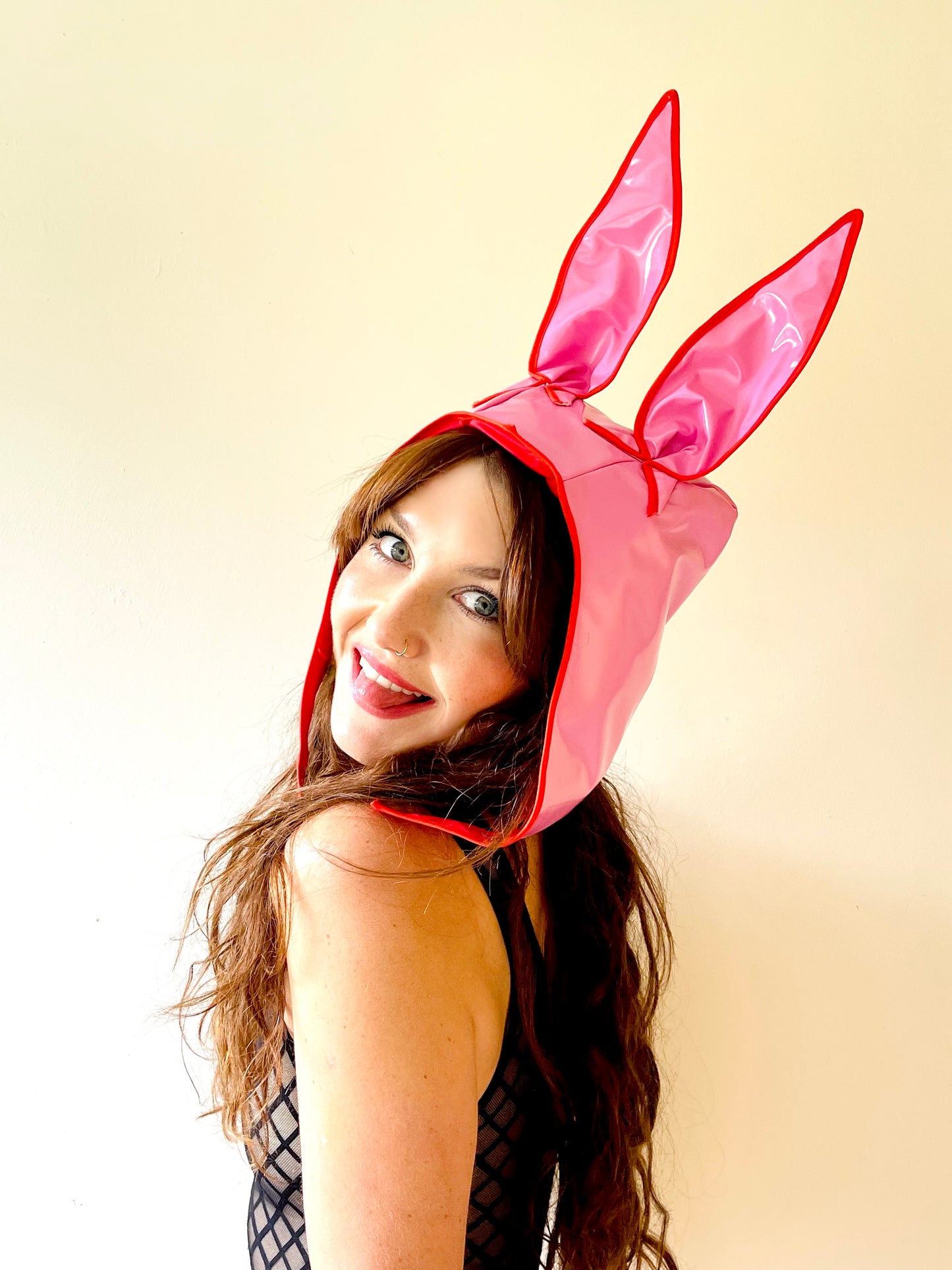 ANIMORPH Bunny Hood: pink/red; waterproof
