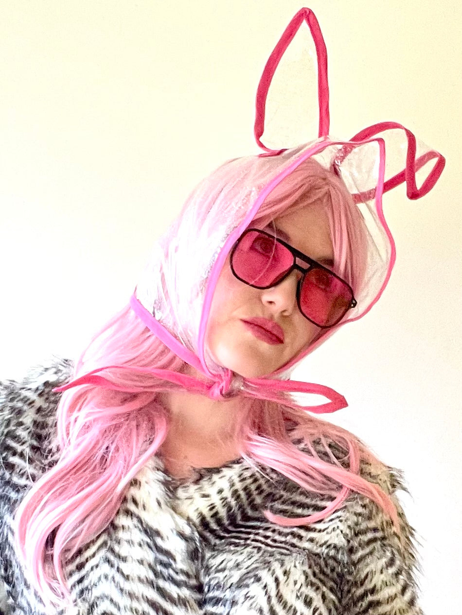 NUDIE BUNNY! Translucent Hoodlet- Magenta Pink