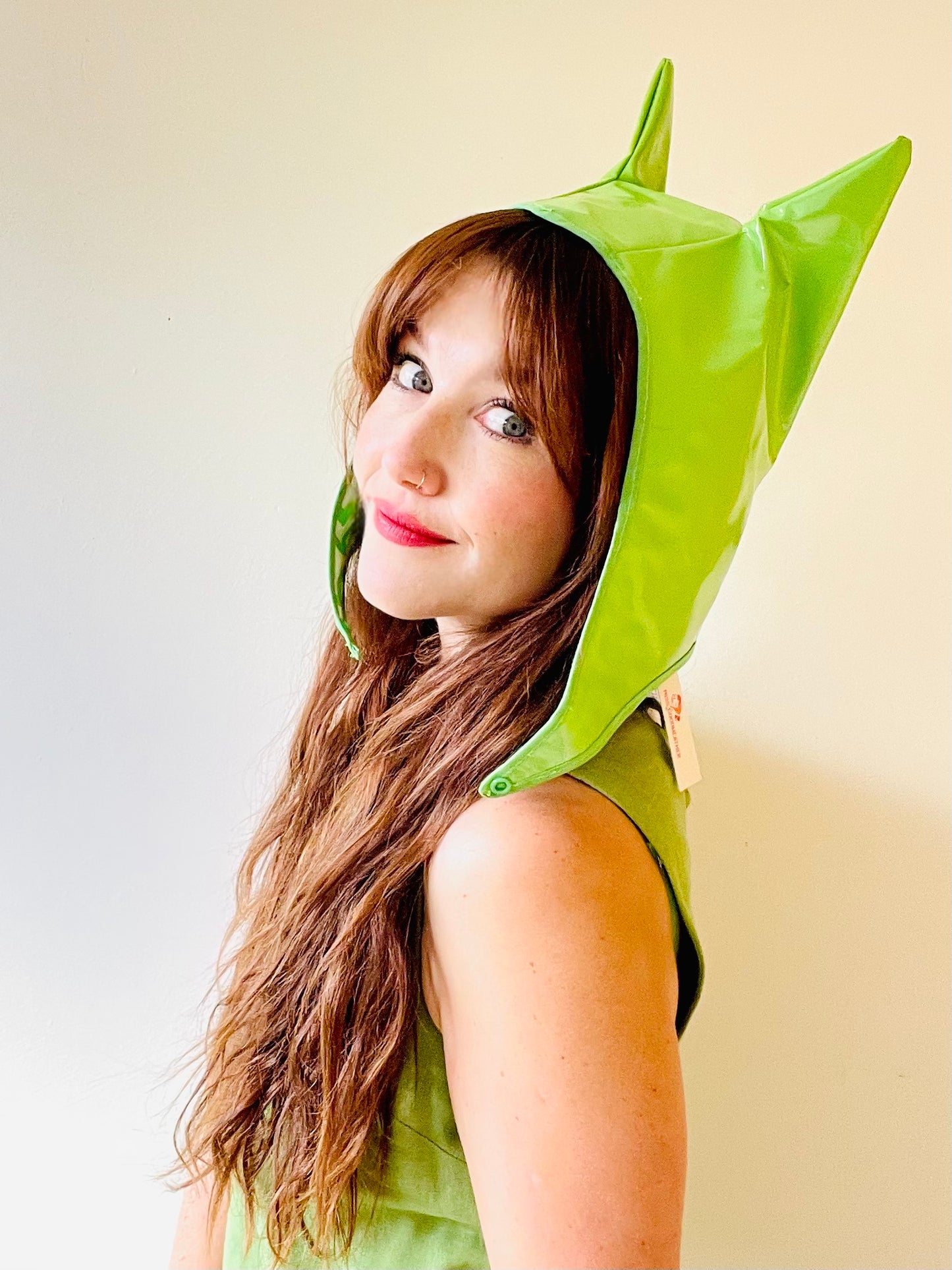 ANIMORPH Hood: Lime green/ lime chevron print (reversible; waterproof)