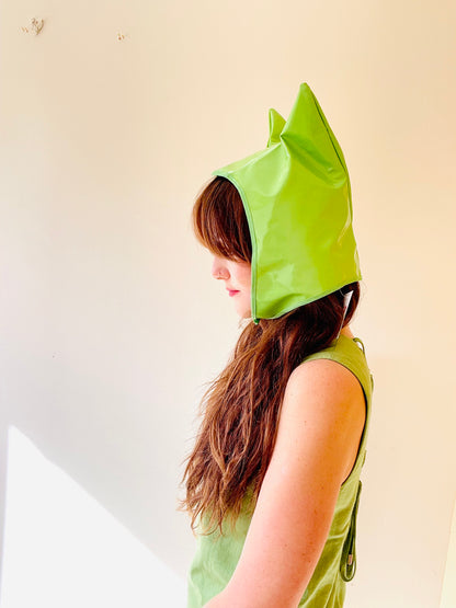 ANIMORPH Hood: Lime green/ lime chevron print (reversible; waterproof)