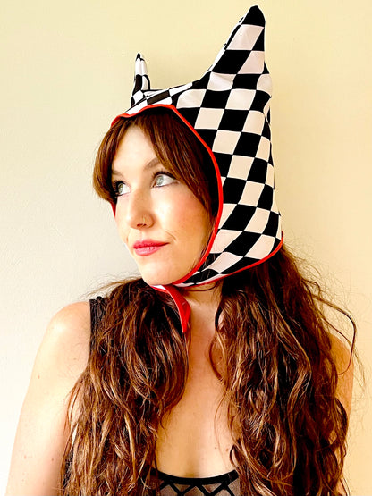 ANIMORPH Hood: Racy red/ Harlequin (reversible; waterproof)