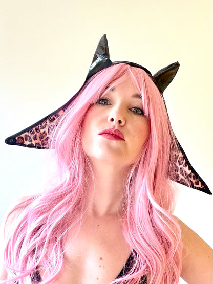 ANIMORPH Hood: Black / Leopard print velvet (reversible; waterproof)