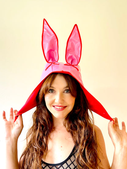 ANIMORPH Bunny Hood: pink/red; waterproof
