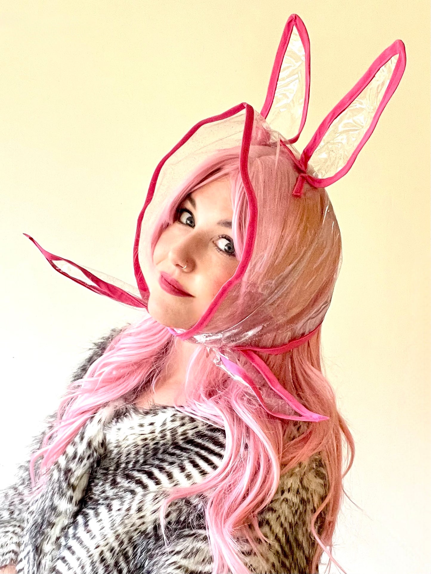 NUDIE BUNNY! Translucent Hoodlet- Magenta Pink