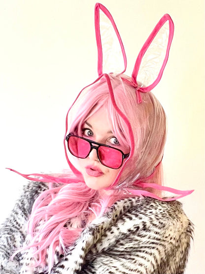 NUDIE BUNNY! Translucent Hoodlet- Magenta Pink
