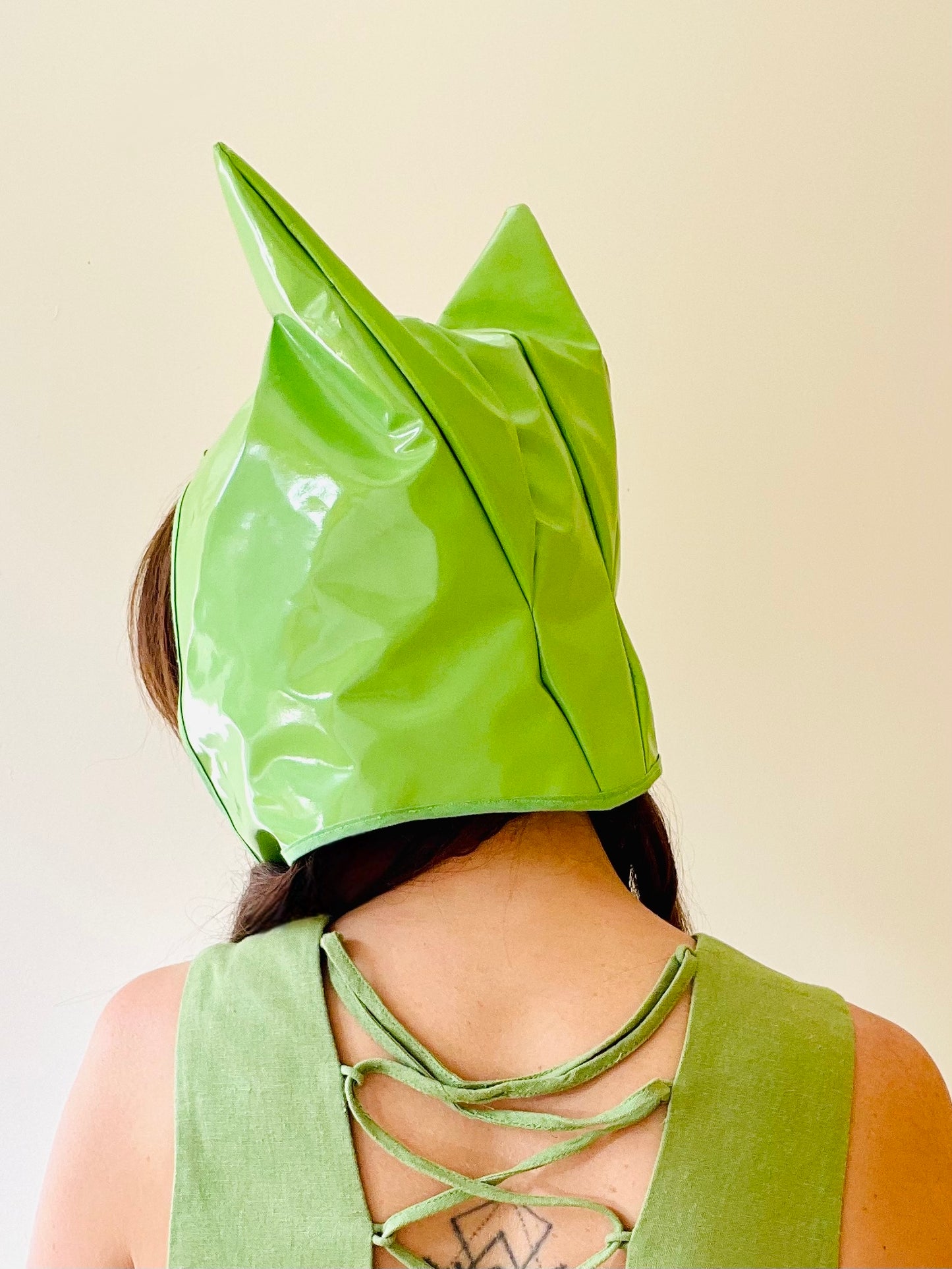 ANIMORPH Hood: Lime green/ lime chevron print (reversible; waterproof)
