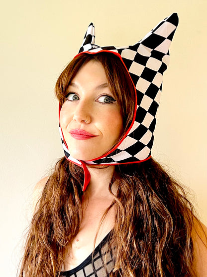 ANIMORPH Hood: Racy red/ Harlequin (reversible; waterproof)
