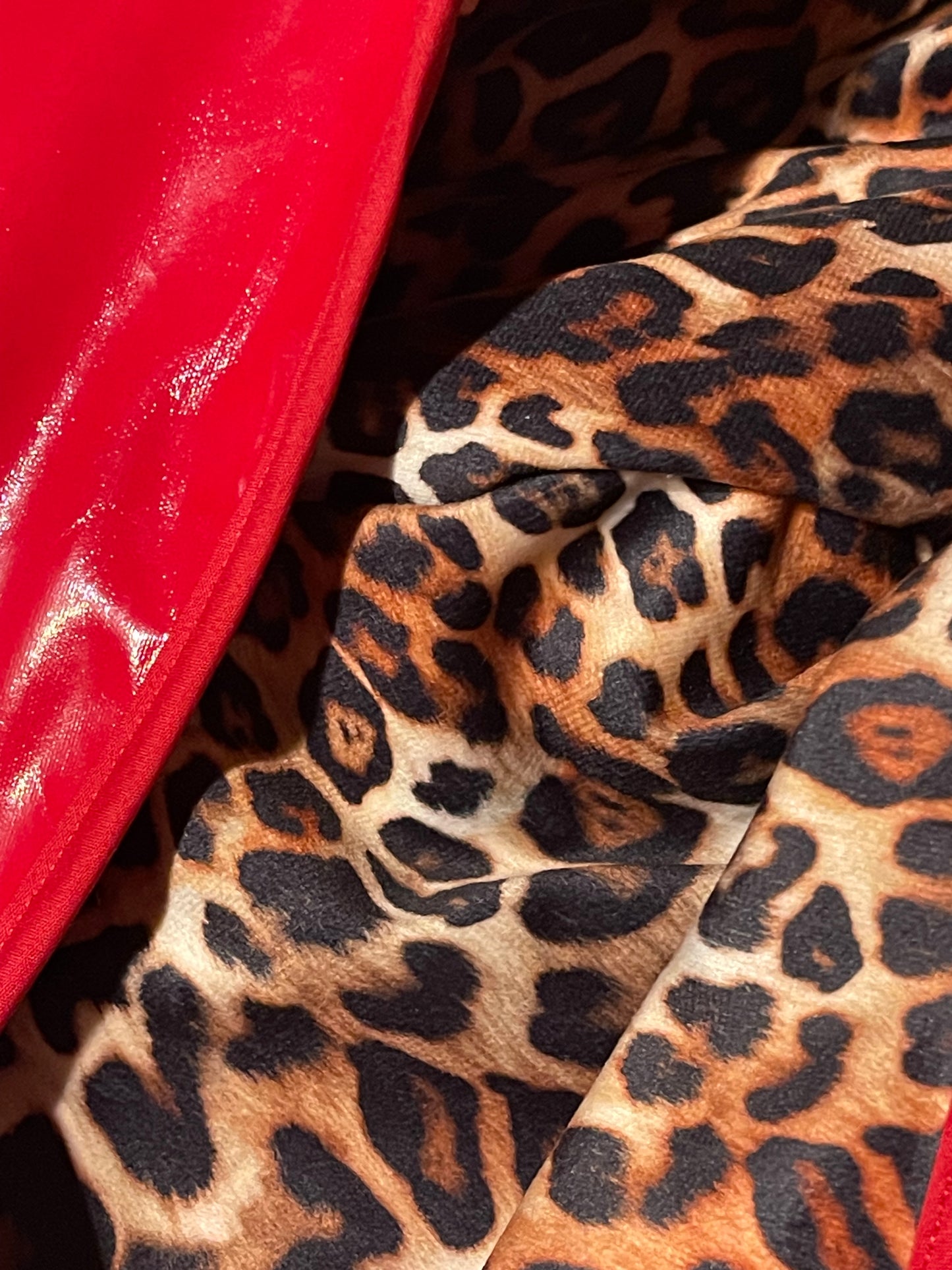 ANIMORPH Bunny Hood: Red/ Leopard print lining; reversible