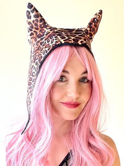 ANIMORPH Hood: Black / Leopard print velvet (reversible; waterproof)