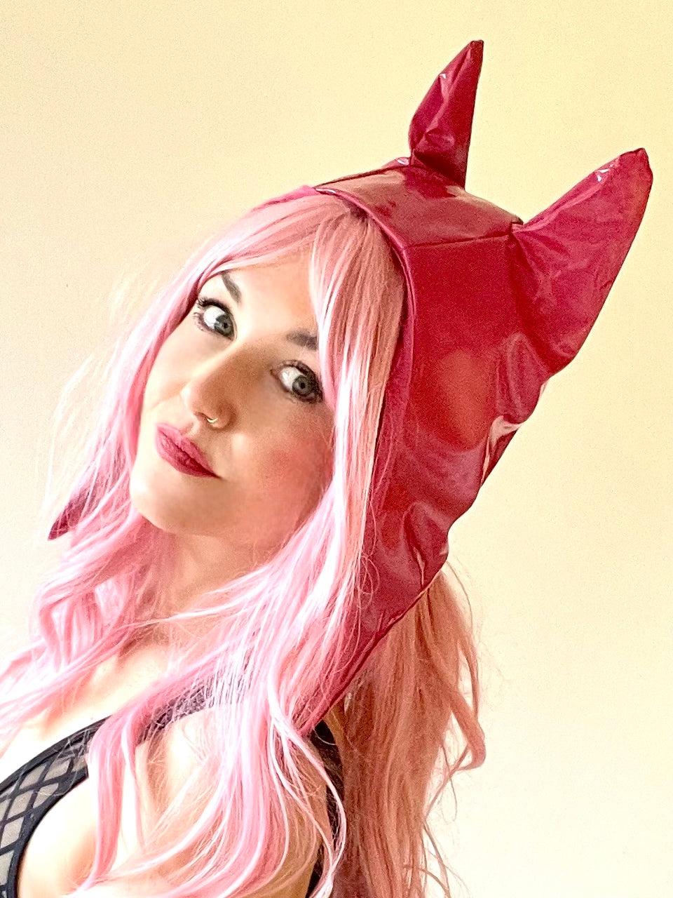 ANIMORPH Hood: Rainbow check/ Magenta vinyl (reversible; waterproof)