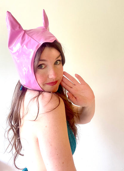 ANIMORPH Hood: Pink & 60s print (reversible; waterproof)