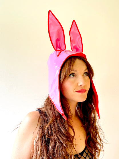 ANIMORPH Bunny Hood: pink/red; waterproof