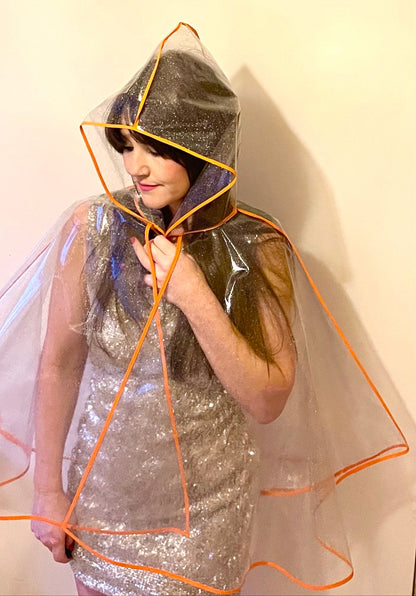 Mid-length NUDIE glitter cape: ORANGE