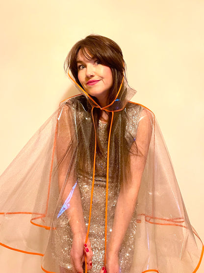 Mid-length NUDIE glitter cape: ORANGE