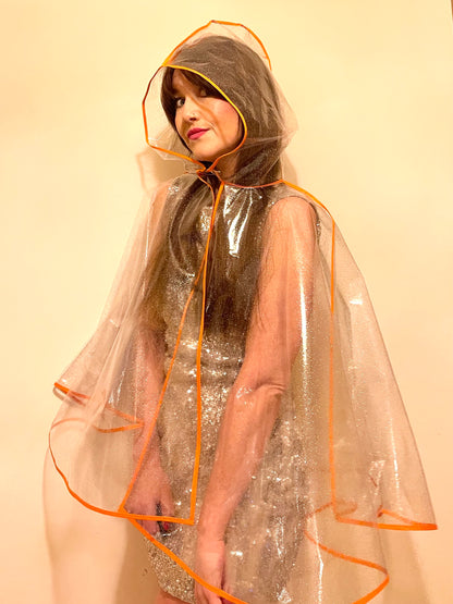 Mid-length NUDIE glitter cape: ORANGE