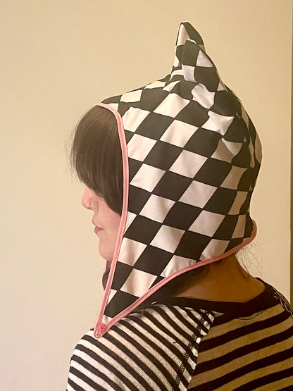 ANIMORPH Hood: Pink & Harlequin (reversible; waterproof)