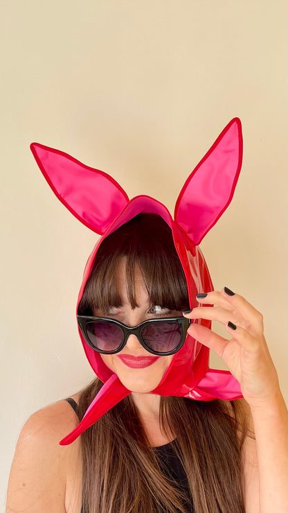 HEY BUNNY! Rain-ready Hoodlet: Pink and Red