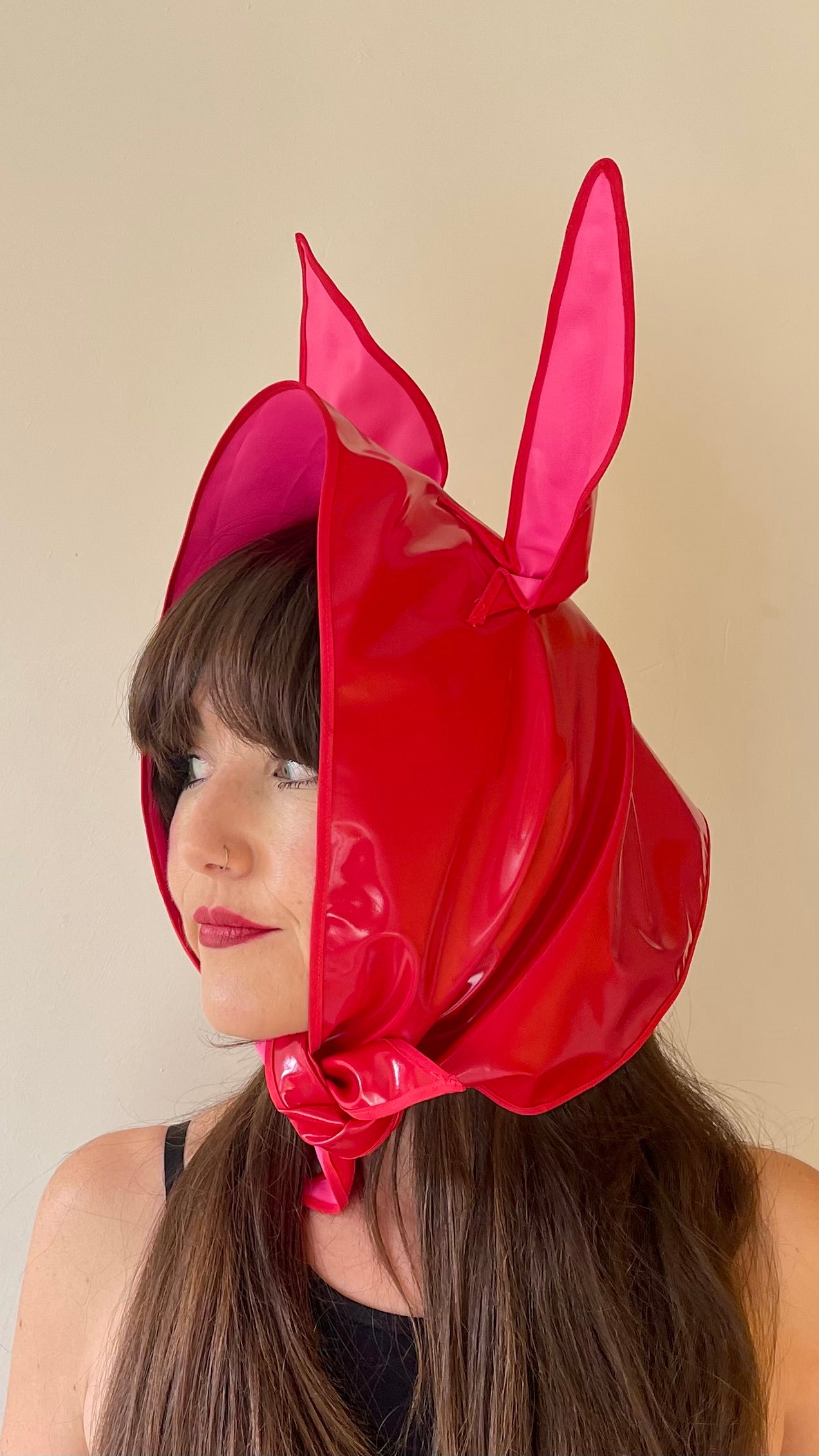 HEY BUNNY! Rain-ready Hoodlet: Pink and Red