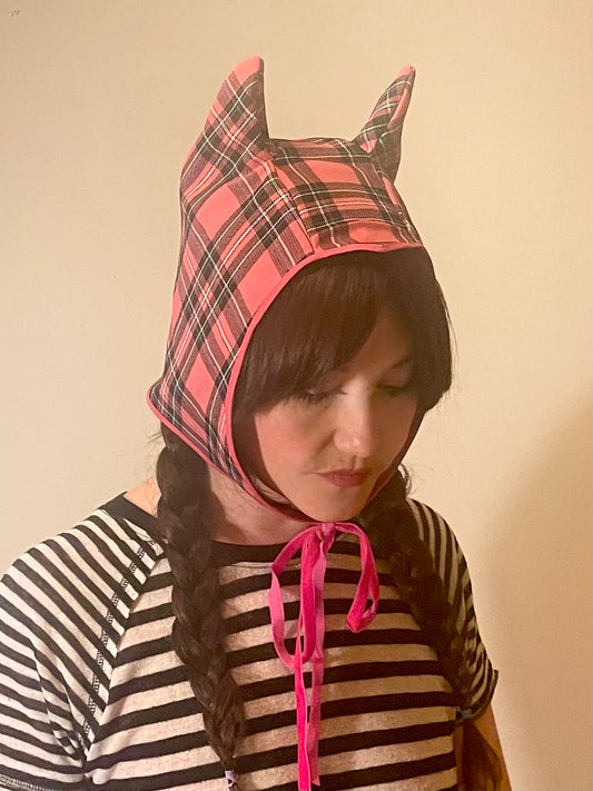 ANIMORPH Hood: Pink Tartan & PVC